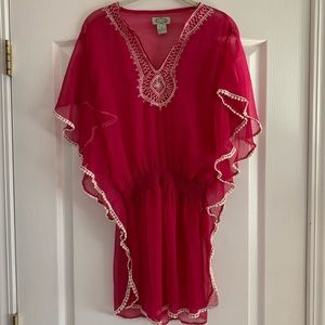 Joolay pink and white cover up dress